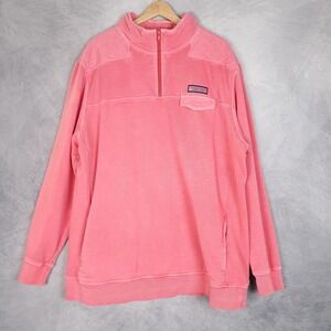 Vineyard Vines Shep Shirt Sweatshirt Mens 2XL Pink 1/4 Zip Pullover Pocket Knit
